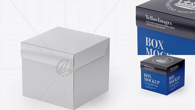 4883+ Glossy Square Box PSD Mockup Half Side View High-Angle Shot Premium Free Graphic Resource