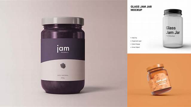 4886+ Glass Jar with Banana Jam PSD Mockup Free Graphic Mockup PSD