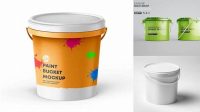 4887+ Plastic Paint Bucket PSD Mockup Front View High-Angle Shot Versatile PSD Mockup File