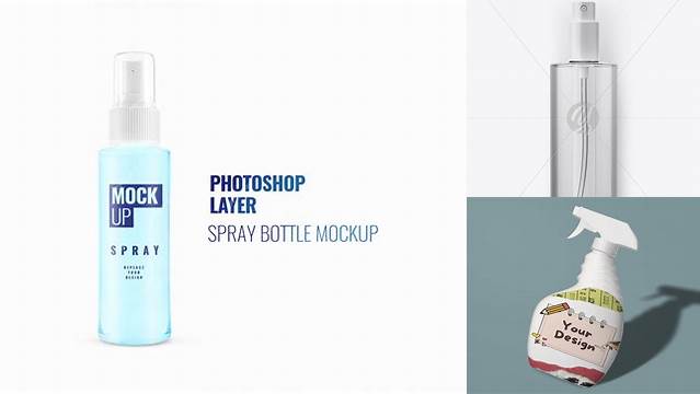 4890+ Lying Spray Bottle PSD Mockup Top View High-End Creative PSD Template