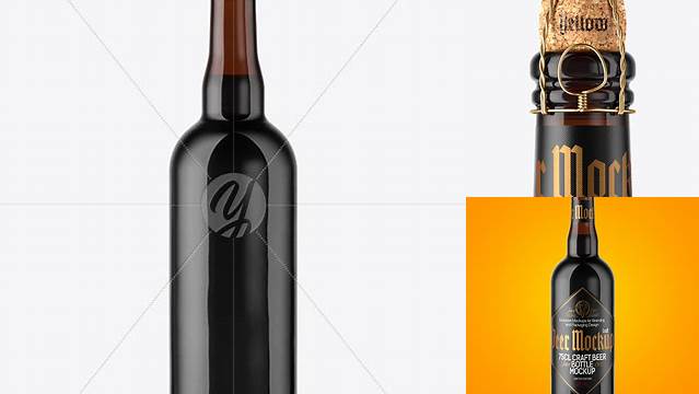 4892+ 750ml Amber Stout Beer Bottle PSD Mockup Easy-to-Edit Photoshop Freebie