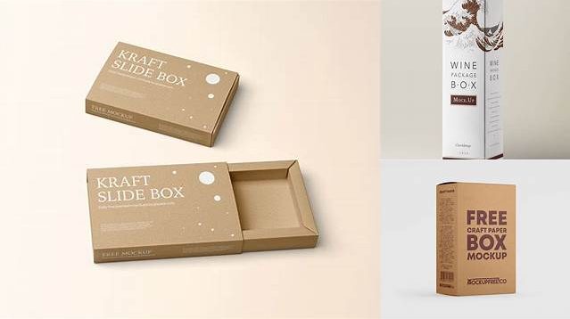 4897+ Kraft Paper Wine Box PSD Mockup Front View Free Graphic Mockup PSD