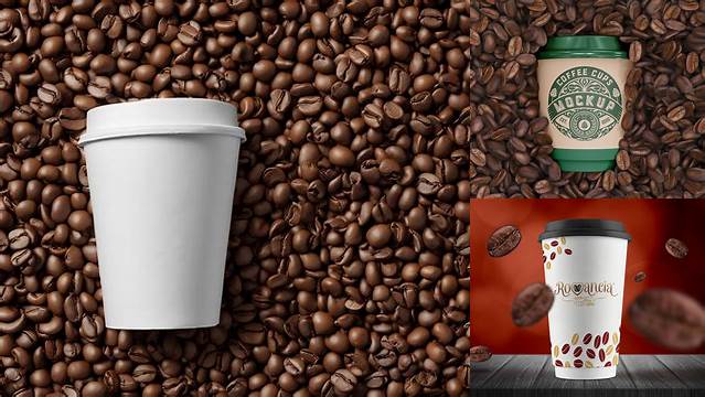 4897+ Matte Coffee Cup With Coffee Beans PSD Mockup Free Editable Photoshop Template