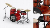 4898+ Drum Kit PSD Mockup Half Side View High-Angle Shot Layered PSD File Free Download