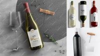 4898+ White Wine Bottle with Corkscrew and Card PSD Mockup Layered PSD for Easy Editing