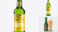 490+ 500ml Emerald Green Bottle with Lager Beer PSD Mockup Versatile Photoshop File