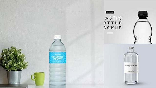 490+ Clear PET Bottle With Water PSD Mockup Creative Design Mockup