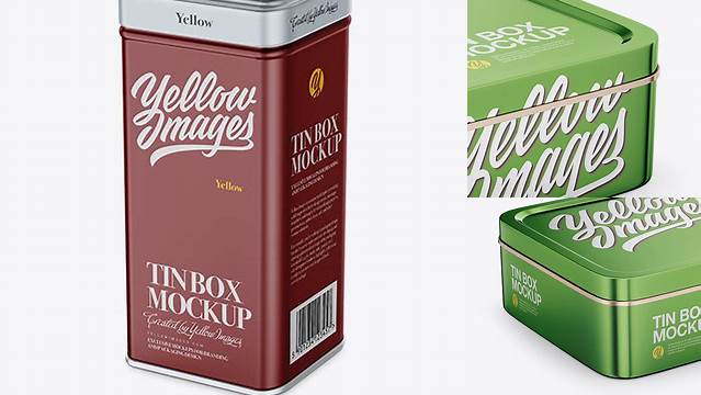 4900+ Metallic Tin Box PSD Mockup Half Side View High-Angle Shot Download Exclusive PSD Mockups