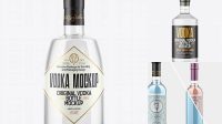 4901+ 1L Clear Glass Vodka Bottle PSD Mockup Versatile and Elegant PSD File