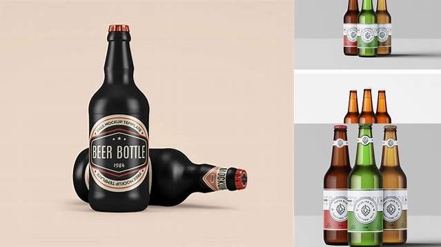 4902+ 330ml Ceramic Beer Bottle PSD Mockup Smart Editable Design Mockup