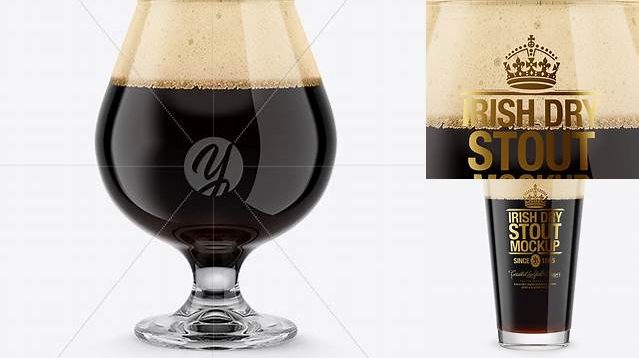 4902+ Snifter Glass With Irish Dry Stout Beer PSD Mockup Professional Quality PSD Freebie