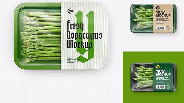 4908+ Plastic Tray With Asparagus PSD Mockup Top View Free Downloadable Graphic Resource