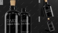 4909+ Black Glass Liquor Bottle PSD Mockup Front View High-Quality Design Free PSD