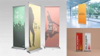 491+ Roll-up Banner PSD Mockup Half Side View Fully Layered Photoshop Freebie