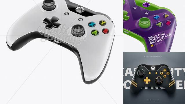 491+ Xbox One Controller PSD Mockup Halfside View High-Angle Shot Free Smart Object Templates