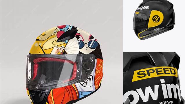 4912+ Moto GP Helmet PSD Mockup Side View Editable Photoshop Free Mockup