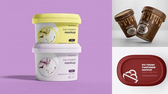 4916+ 16oz Ice Cream Container PSD Mockup Premium Quality PSD Freebie