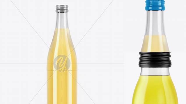 4924+ Clear Glass Yellow Drink Bottle PSD Mockup High Resolution