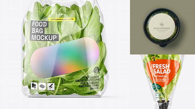 4929+ Clear Plastic Bag With Salad PSD Mockup Unique High-Resolution Photoshop Mockup