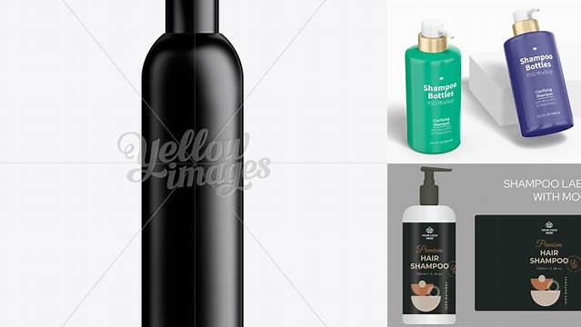 4929+ Shampoo Bottle 300ml Black Elegant Photoshop Mockup