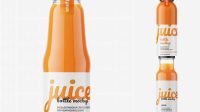 4930+ Carrot Juice Glass Bottle PSD Mockup High-Quality Design Free PSD