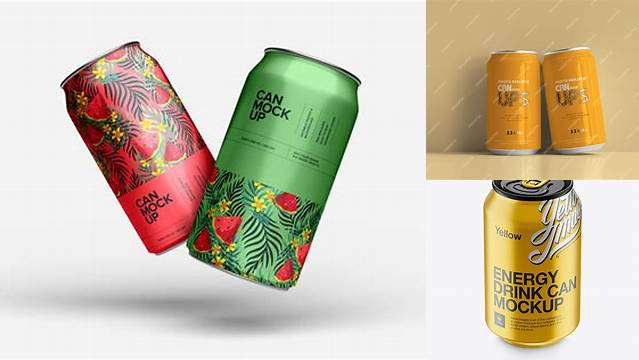 4932+ 330ml Aluminium Cans PSD Mockup Smart Layer PSD