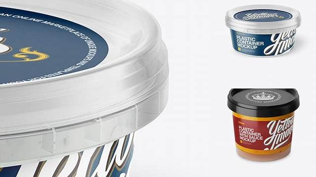 4933+ Glossy Plastic Container With Sauce PSD Mockup High-Angle Shot Smart PNG Image