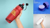 4933+ Plastic Bottle with Sport Cap PSD Mockup Smart Object PSD Free Resource