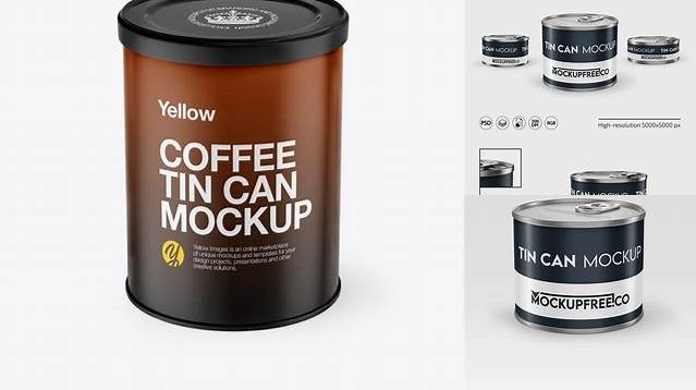 4937+ Tin Can PSD Mockup Front View High-Angle Shot Download Free Editable PSD Template