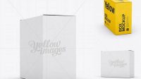 4941+ Small White Cardboard Box PSD Mockup 70° Angle Front View Eye-Level Shot Professional Graphic PSD Download