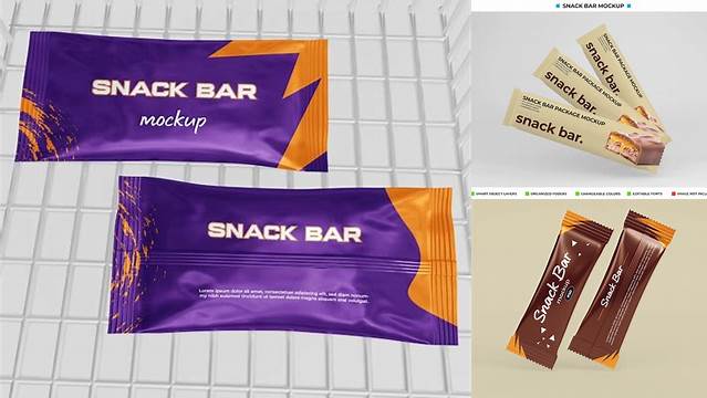 4947+ Kraft Mini Snack Bar PSD Mockup Advanced Editable PSD