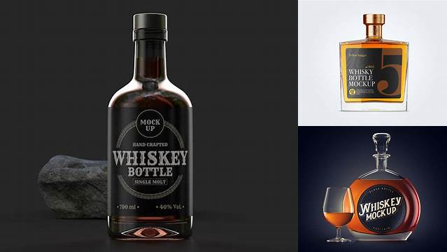 4951+ Glass Bottle for Whiskey PSD Mockup Front View Free Mockup Templates