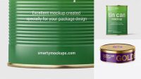 4954+ Glossy Round Tin Can PSD Mockup High-Angle Shot Creative Free Photoshop Template