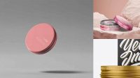 4957+ Metallic Lip Balm Tin With Matte Box PSD Mockup Front View Creative Layered Mockup Freebie