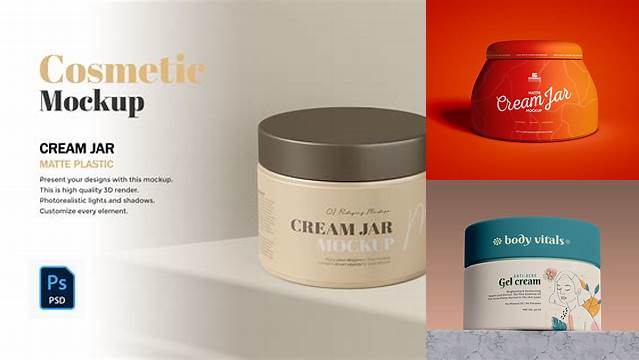 4958+ Matte Cream Jar PSD Mockup Customizable PSD Templates