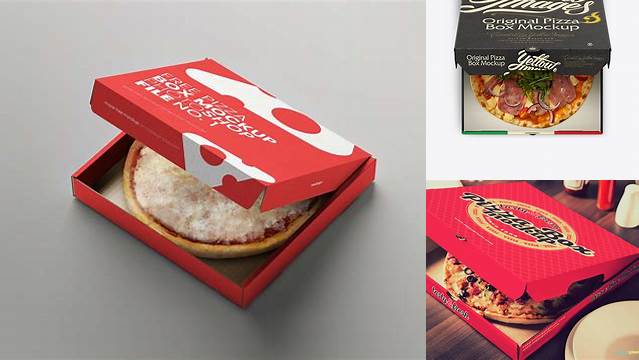 496+ Pizza in Half-open Cardboard Box PSD Mockup High-Angle Shot Advanced Photoshop Design Free