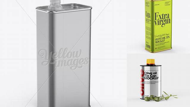 4961+ Opened Olive Oil Tin Can PSD Mockup Half-Side View Editable Mockup PSD