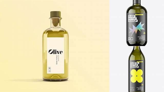 4962+ 600ml Green Glass Olive Oil Bottle PSD Mockup Modern and Unique Freebie PSD