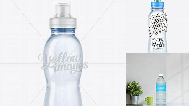 4963+ 330ml Blue Plastic PET Bottle with Transparent Cap PSD Mockup Premium Design Freebie