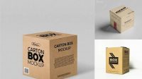 4964+ Textured Matte Square Carton Box PSD Mockup Front View Advanced Free Graphic Template