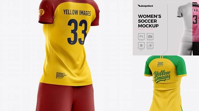 4964+ Women’s Soccer Kit PSD Mockup Back Half Side View Versatile PSD Mockup File