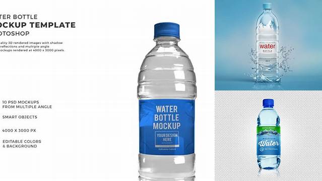 4966+ 750ml Blue Water Bottle PSD Mockup Modern Photoshop Resource