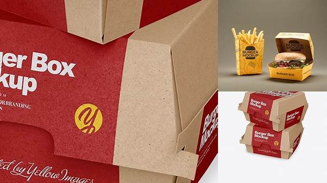 4966+ Two Kraft Burger Boxes PSD Mockup Half Side View Elegant and Stylish Free PSD