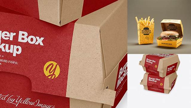 4966+ Two Kraft Burger Boxes PSD Mockup Half Side View Elegant and Stylish Free PSD