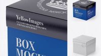 4968+ Glossy Square Box PSD Mockup Half Side View High-Angle Shot Editable Photoshop Free Mockup