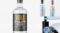 4970+ Clear Glass Vodka Bottle with Paper Label PSD Mockup Fully Editable PSD Template