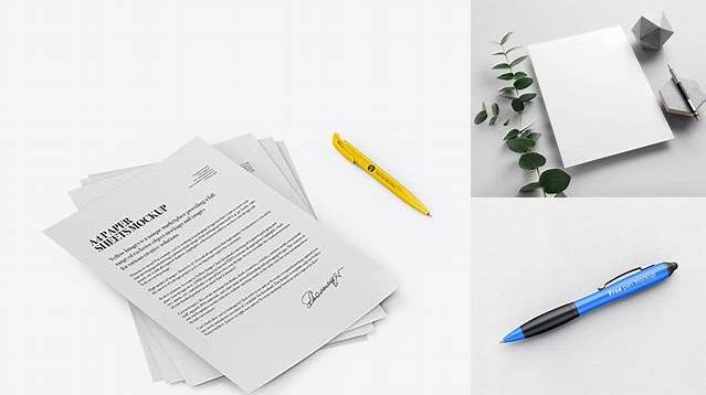 4970+ Kraft Paper Sheet With Pen PSD Mockup High-End Creative PSD Template