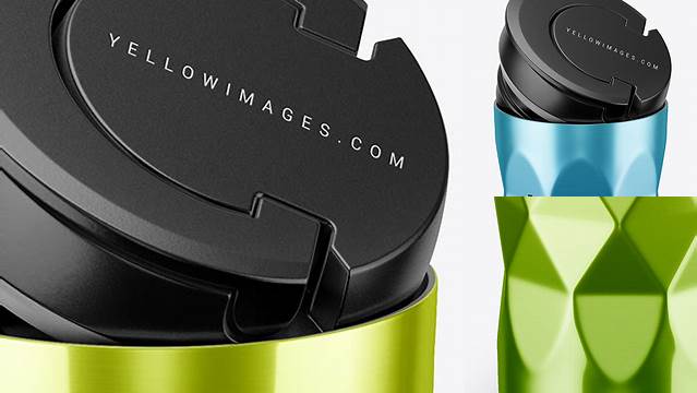 4971+ 420ml Opened Stainless Steel Vacuum Coffee Cup PSD Mockup High-Angle Shot Exclusive Digital PSD Resource