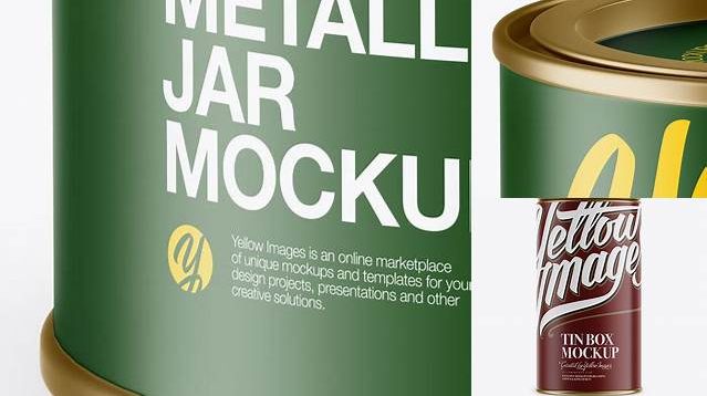 4975+ Matte Metallic Storage Jar with Paper Label PSD Mockup High-Angle Shot Creative Layered Design File