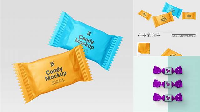 4979+ Candy PSD Mockup Front View Easy-to-Edit Photoshop Freebie